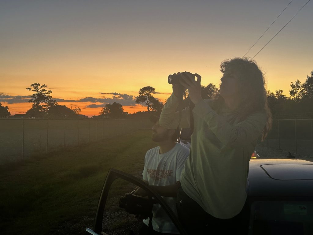 Sharon and Miguel filming methane emissions.