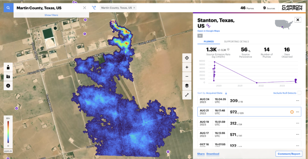 Methane plume detected by Carbon Mapper